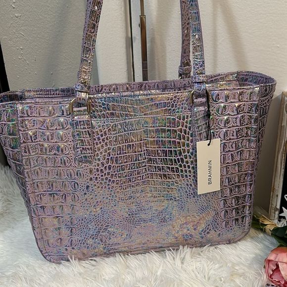 Brahmin Violet wonderland Ashlee bag Small Veronica wallet & Daisy wristlet set - Picture 7 of 16